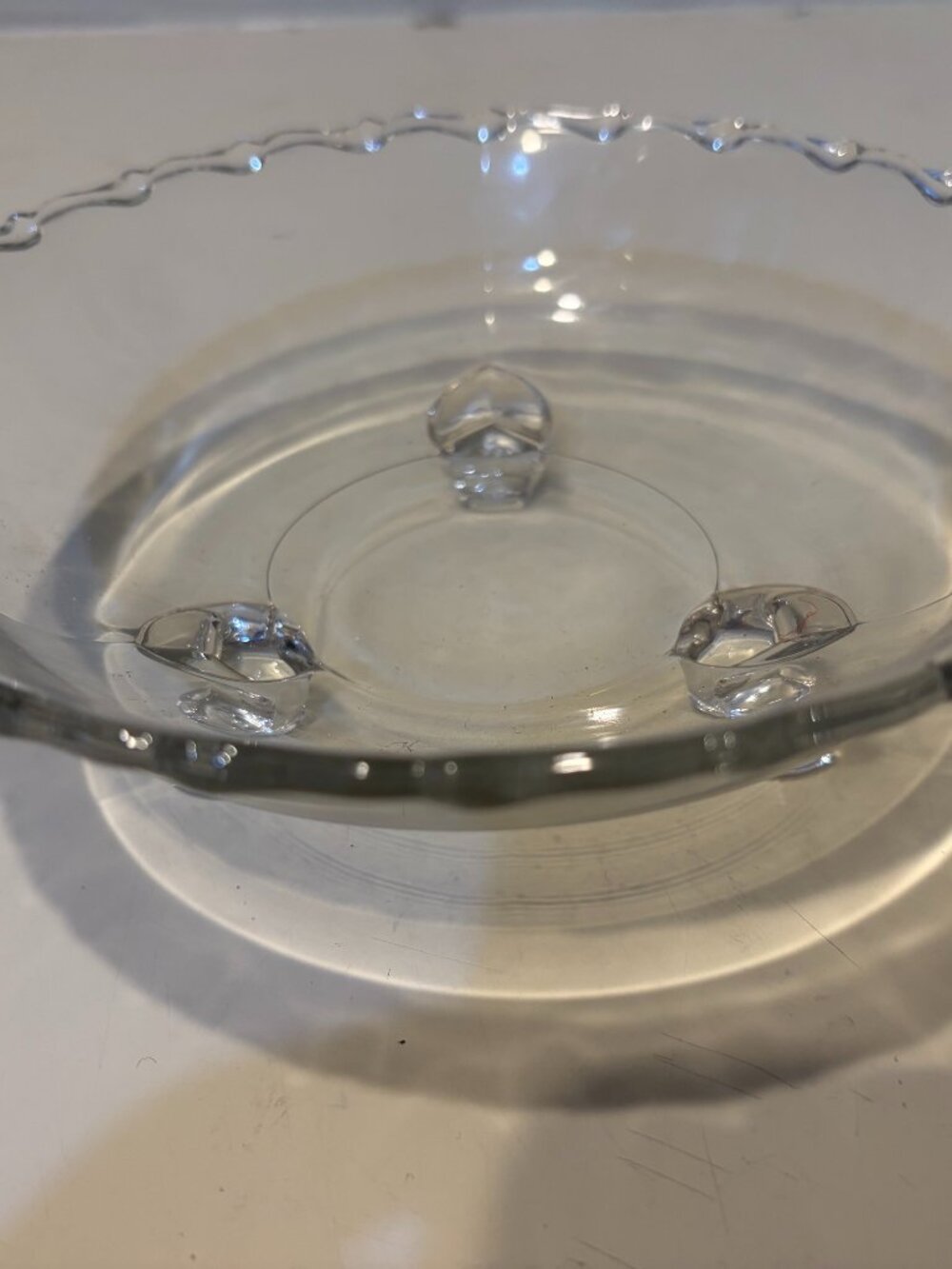 VINTAGE FOSTORIA CENTURY CLEAR GLASS CANDY BON BON BOWL Tri-Footed 7" Diameter